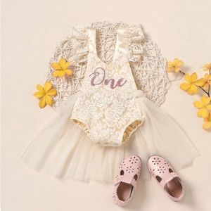 Baby Girls First Birthday Tulle Onsie Jumpsuit